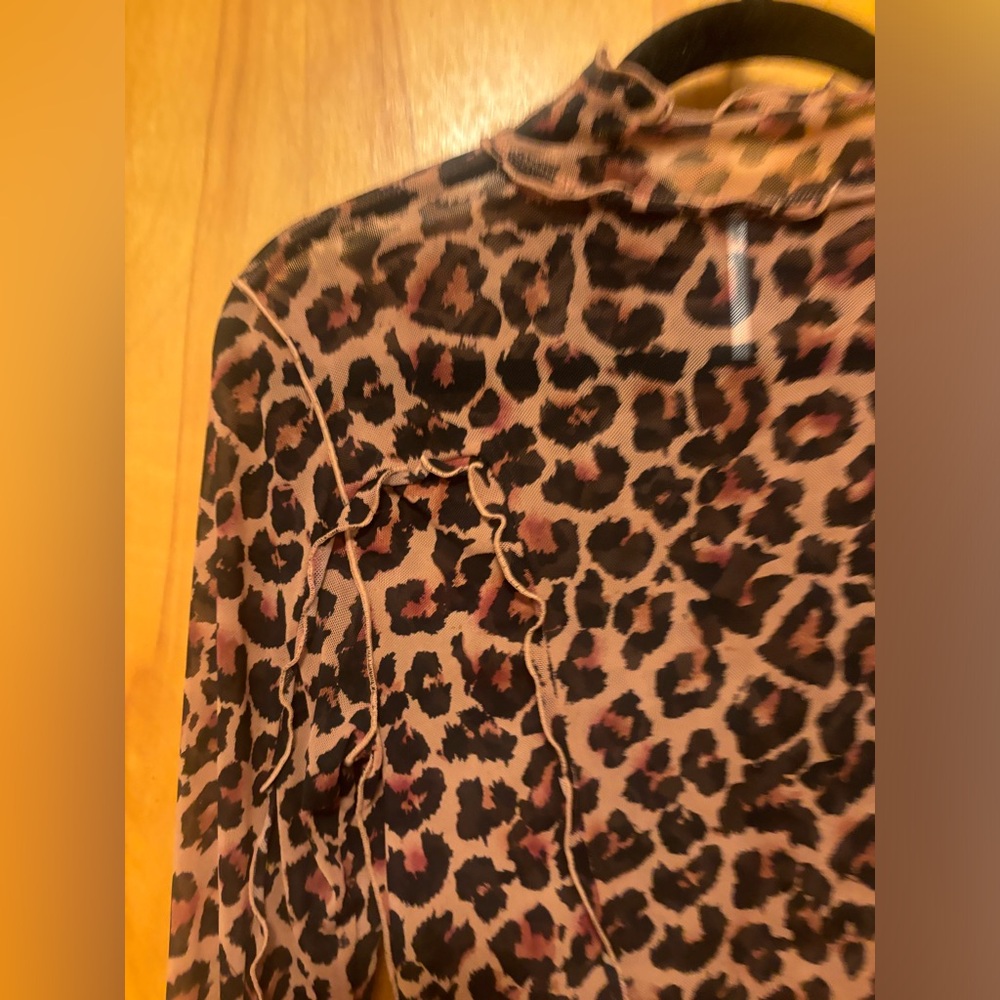 Free People Charlie Mesh Animal Print Sheer Top - Picture 6 of 16